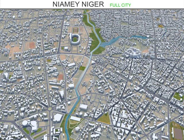 Niamey city Niger 30km 3D Model .c4d .max .obj .3ds .fbx .stl .blend 