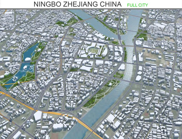 Cidade de Ningbo Zhejiang China 150 km Modelo 3D .c4d .max .obj .3ds .fbx .stl .blend 