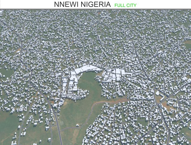 Nnewi city Nigeria 15km 3D Model .c4d .max .obj .3ds .fbx .stl .blend 