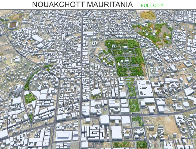 Nouakchott city Mauritania 25km 3D Model .c4d .max .obj .3ds .fbx .stl .blend 