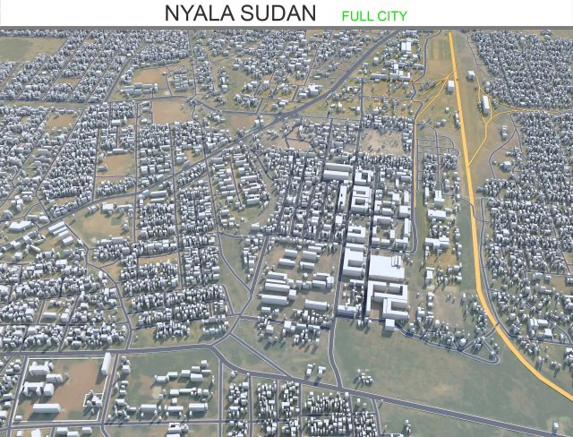 Nyala city Sudan 25km 3D Model .c4d .max .obj .3ds .fbx .stl .blend