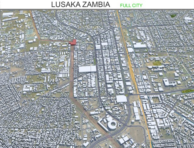 Lusaka city Zambia 40km Modelo 3D .c4d .max .obj .3ds .fbx .stl .blend 
