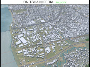 Onitsha şehri Nijerya 40km 3D Model