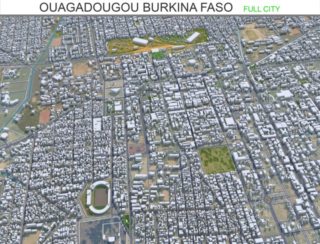 Ouagadougou city Burkina Faso 30km Model 3D .c4d .max .obj .3ds .fbx .stl .blend 