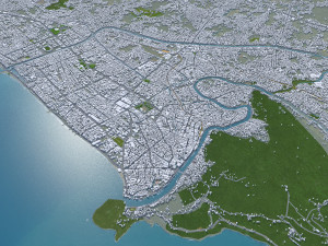 Padang city Indonesia 25km 3D Model