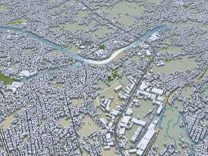 Padang city Indonesia 25km 3D Model