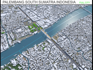 Palembang city South Sumatra Indonesia 30km 3D Model
