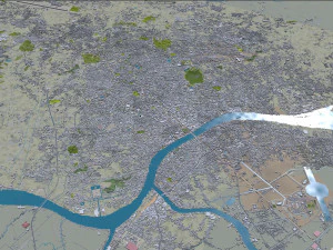 Palembang city South Sumatra Indonesia 30km 3D Model