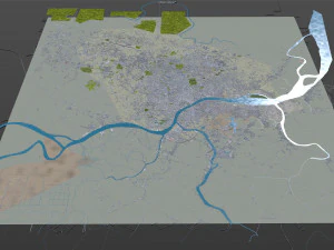 Palembang city South Sumatra Indonesia 30km 3D Model