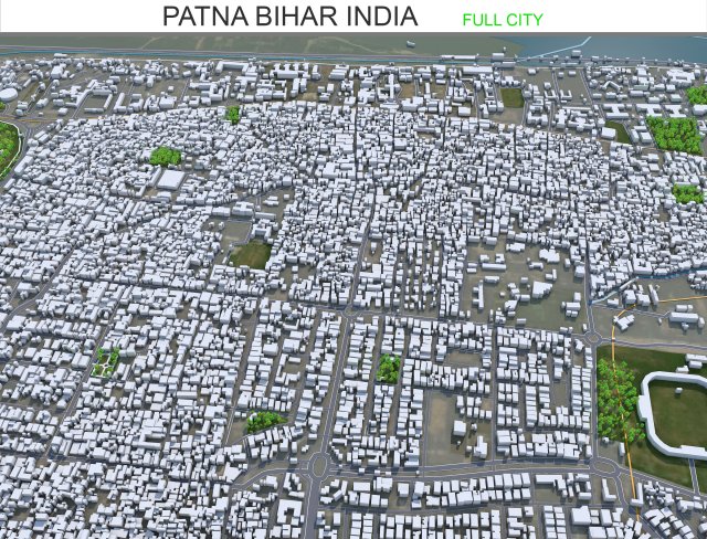 Patna city Bihar India 35km 3D Model .c4d .max .obj .3ds .fbx .stl .blend 