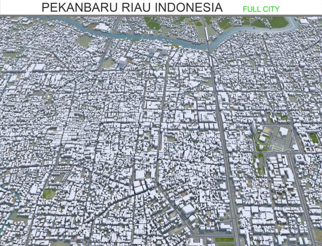 Pekanbaru city Riau Indonesia 35km 3D मॉडल .c4d .max .obj .3ds .fbx .stl .blend 