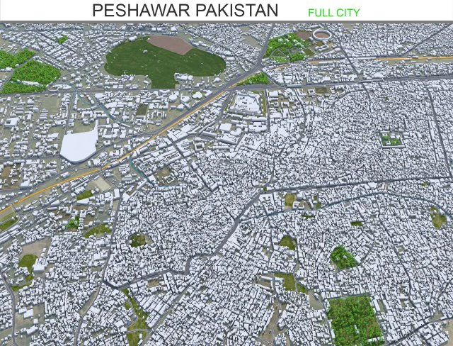 Peshawar city Pakistan 30km 3D Model .c4d .max .obj .3ds .fbx .stl .blend 