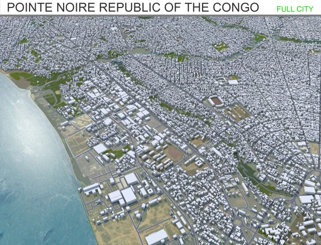 Pointe Noire Republic of the Congo 30km 3D Model .c4d .max .obj .3ds .fbx .stl .blend 