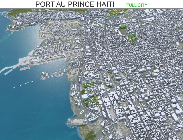 Port au city Prince Haiti 20km 3D Model .c4d .max .obj .3ds .fbx .stl .blend 
