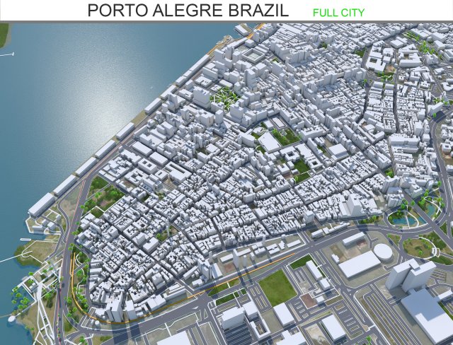 Porto city Alegre Brazil 35km Model 3D .c4d .max .obj .3ds .fbx .stl .blend 