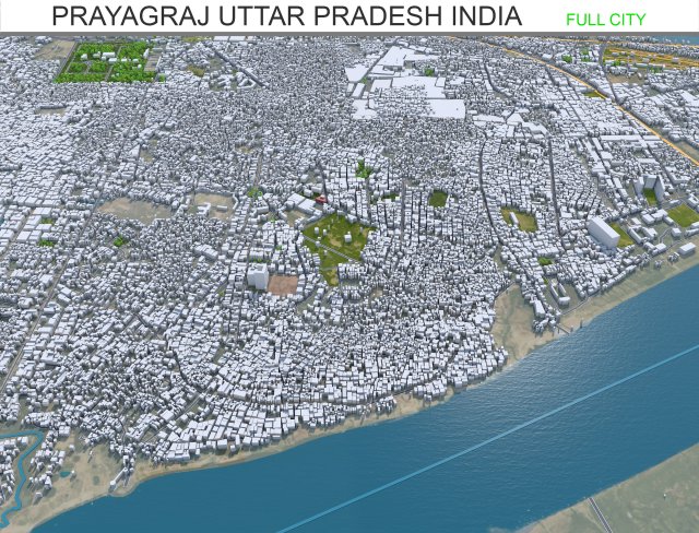Prayagraj city Uttar Pradesh India 25km Modello 3D .c4d .max .obj .3ds .fbx .stl .blend 