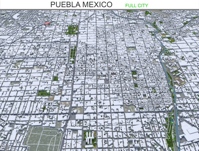 Puebla city Mexico 40km 3D 모델 .c4d .max .obj .3ds .fbx .stl .blend 