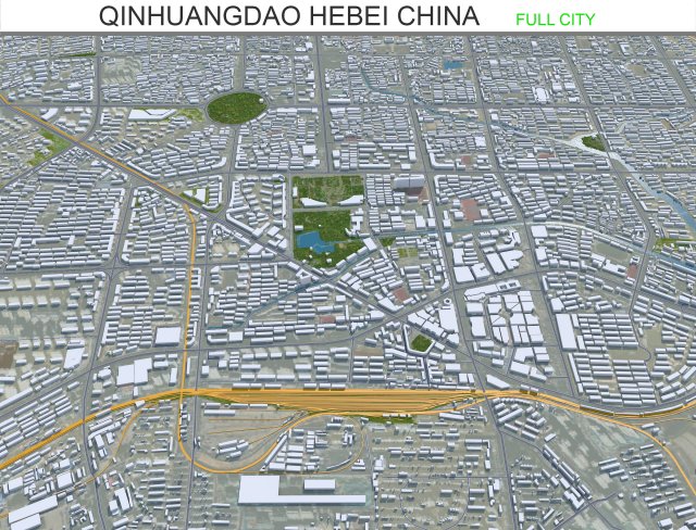 Qinhuangdao city Hebei China 60km 3D 模型 .c4d .max .obj .3ds .fbx .stl .blend 