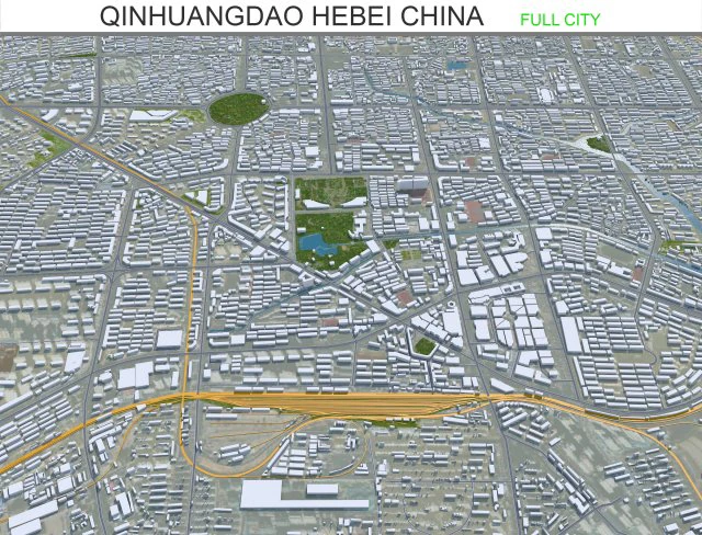 Qinhuangdao city Hebei China 60km 3D Model .c4d .max .obj .3ds .fbx .stl .blend 