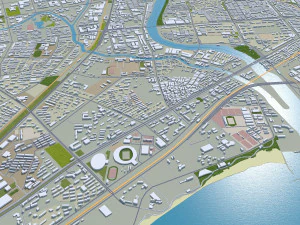 Qinhuangdao city Hebei China 60km 3D Model