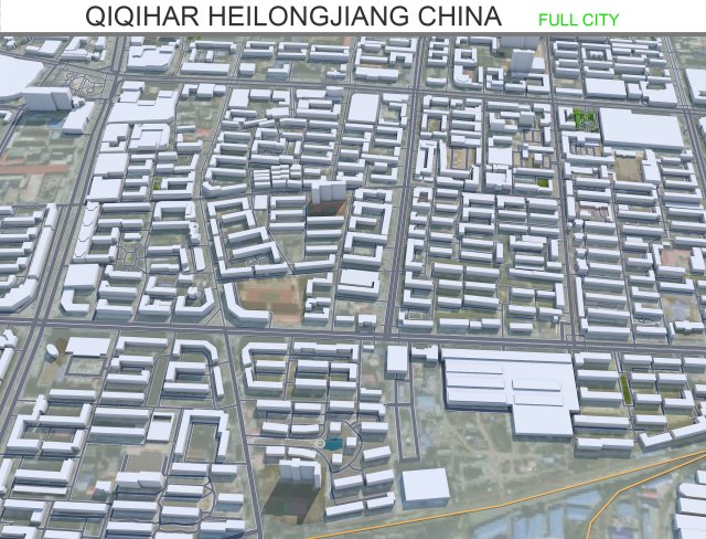 Qiqihar city Heilongjiang China 65km 3D Model .c4d .max .obj .3ds .fbx .stl .blend 
