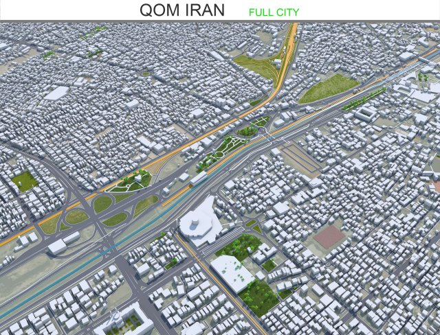 Qom city Iran 20km 3Dモデル .c4d .max .obj .3ds .fbx .stl .blend 
