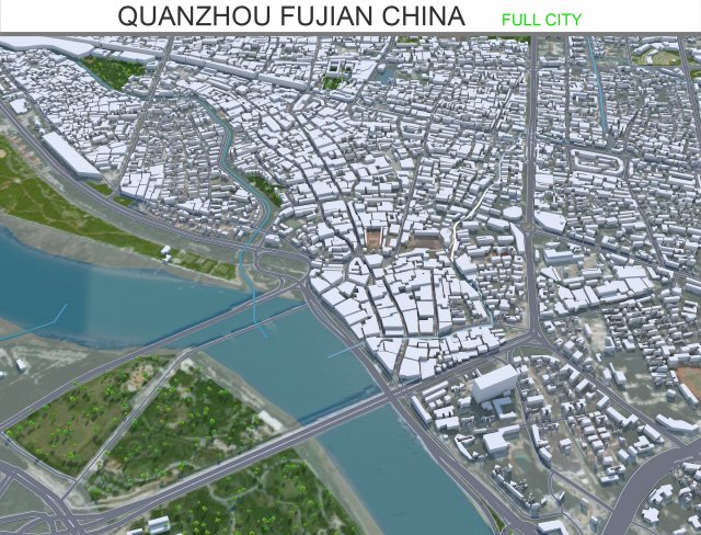 Quanzhou city Fujian China 40km Model 3D .c4d .max .obj .3ds .fbx .stl .blend
