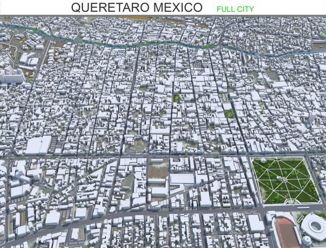 Queretaro city Mexico 45km 3D Model .c4d .max .obj .3ds .fbx .stl .blend 