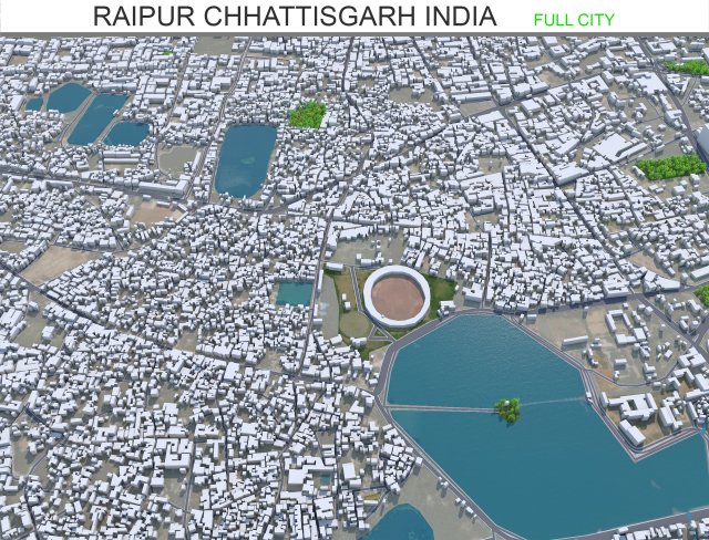 Raipur city Chhattisgarh India 30km 3D Model .c4d .max .obj .3ds .fbx .stl .blend 