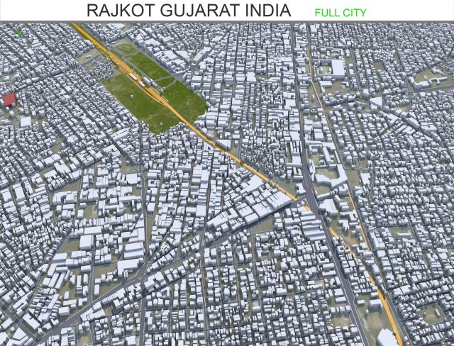 Rajkot city Gujarat India 35km Modello 3D .c4d .max .obj .3ds .fbx .stl .blend 