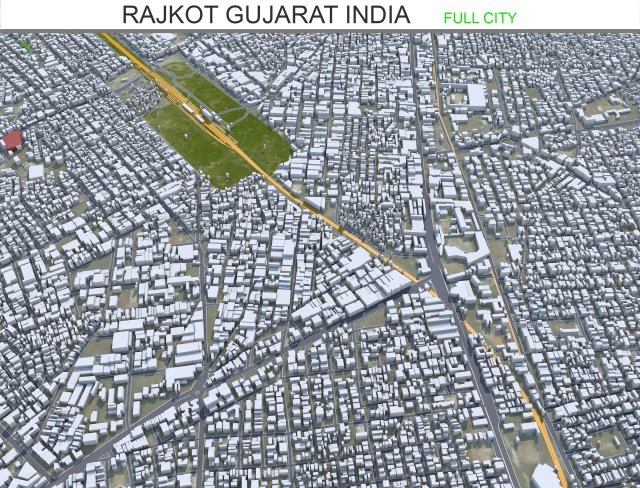 Rajkot city Gujarat India 35km 3D Model .c4d .max .obj .3ds .fbx .stl .blend 