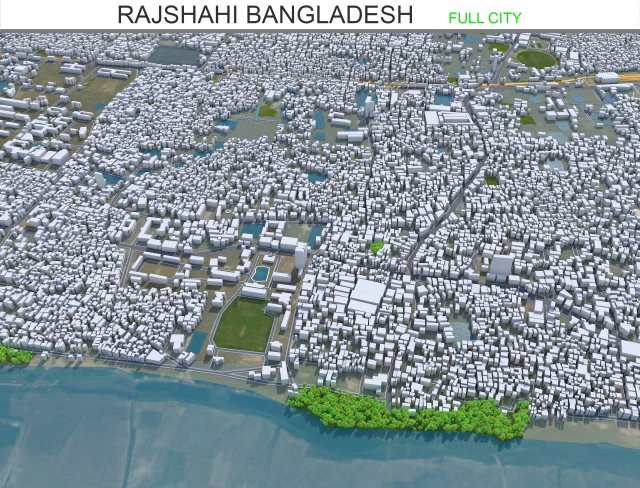 Rajshahi city Bangladesh 25km Modèle 3D .c4d .max .obj .3ds .fbx .stl .blend 