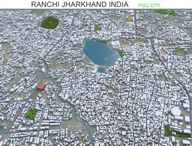 Ranchi city Jharkhand India 25km 3D Model .c4d .max .obj .3ds .fbx .stl .blend 