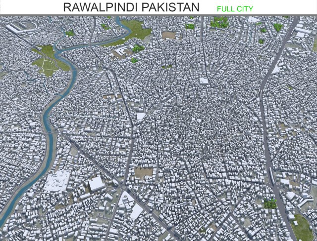 Rawalpindi city Pakistan 30km 3D 模型 .c4d .max .obj .3ds .fbx .stl .blend 