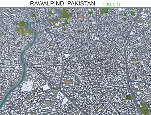 Rawalpindi city Pakistan 30km 3D Model .c4d .max .obj .3ds .fbx .stl .blend 