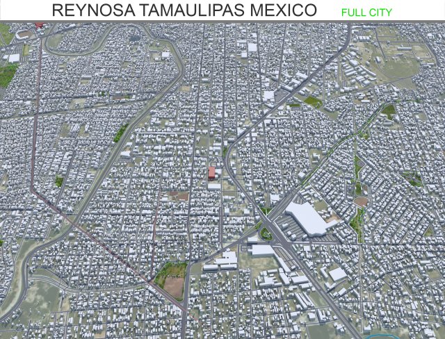 Reynosa city Tamaulipas Mexico 30km 3D 모델 .c4d .max .obj .3ds .fbx .stl .blend 