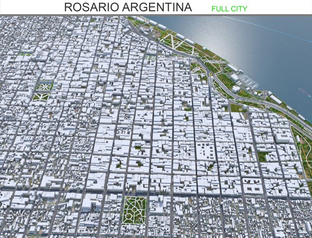 Rosario city Argentina 25km Model 3D .c4d .max .obj .3ds .fbx .stl .blend 