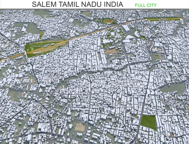 Salem city Tamil Nadu India 40km 3D Model .c4d .max .obj .3ds .fbx .stl .blend
