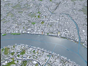 Samarinda city Indonesia 25km 3D Model