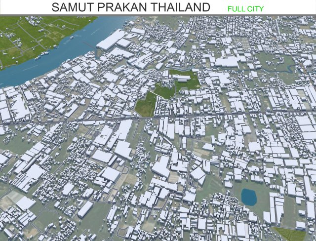 Samut Prakan city Thailand 60km Modelo 3D .c4d .max .obj .3ds .fbx .stl .blend 