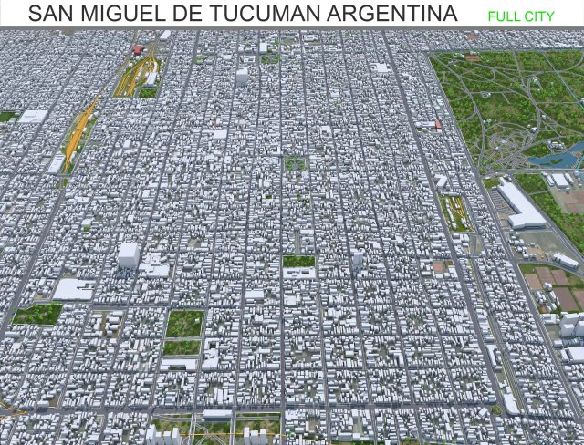 San Miguel de Tucuman city Argentina 30km 3D Model .c4d .max .obj .3ds .fbx .stl .blend 