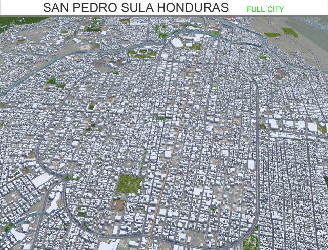 San Pedro Sula city Honduras 25km 3Dモデル .c4d .max .obj .3ds .fbx .stl .blend 