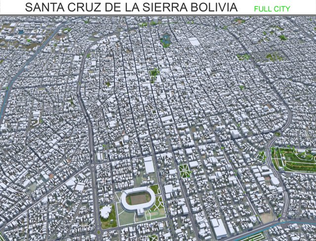 Santa Cruz de la Sierra city Bolivia 50km 3D मॉडल .c4d .max .obj .3ds .fbx .stl .blend 