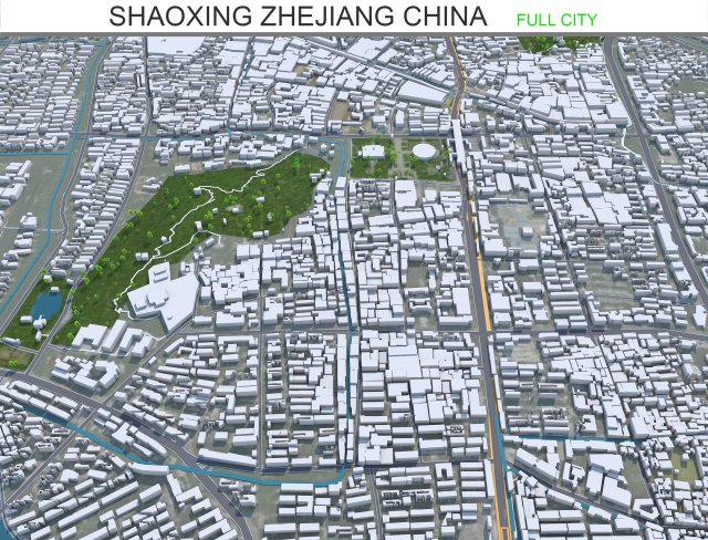 Shaoxing city Zhejiang China 70km 3D Model .c4d .max .obj .3ds .fbx .stl .blend 