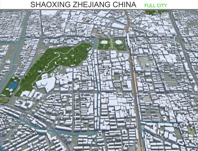 Shaoxing city Zhejiang China 70km 3D Model .c4d .max .obj .3ds .fbx .stl .blend