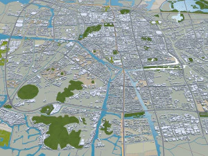 Shaoxing city Zhejiang China 70km 3D Model