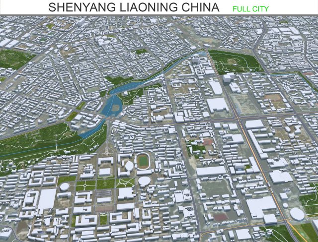 Shenyang city Liaoning China 50km Modelo 3D .c4d .max .obj .3ds .fbx .stl .blend 