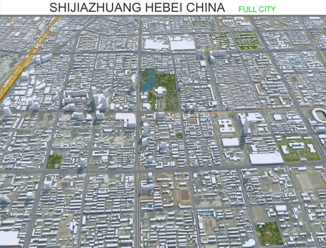 Shijiazhuang city Hebei China 70km 3D 模型 .c4d .max .obj .3ds .fbx .stl .blend 