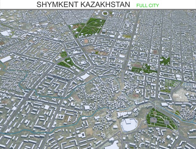 Shymkent city Kazakhstan 40km 3D-Modell .c4d .max .obj .3ds .fbx .stl .blend 