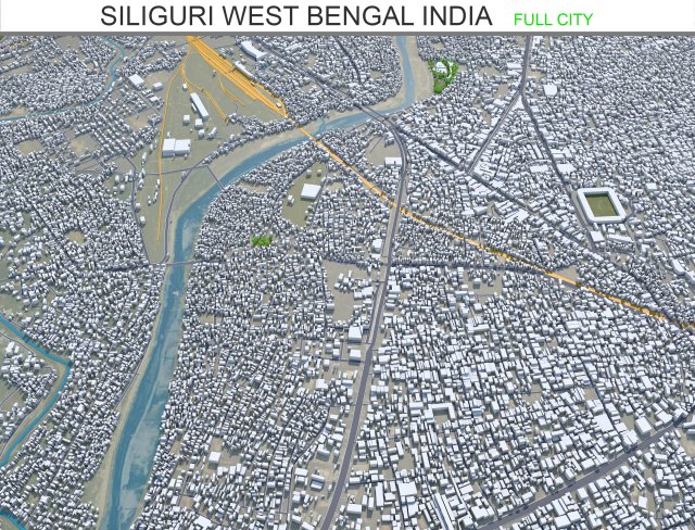 Siliguri city West Bengal India 15km 3D मॉडल .c4d .max .obj .3ds .fbx .stl .blend 
